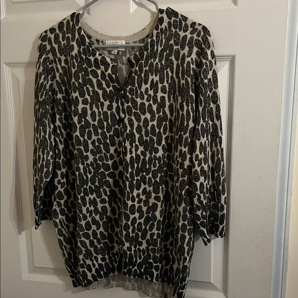 Chico's Black and Cream Leopard Print Blouse